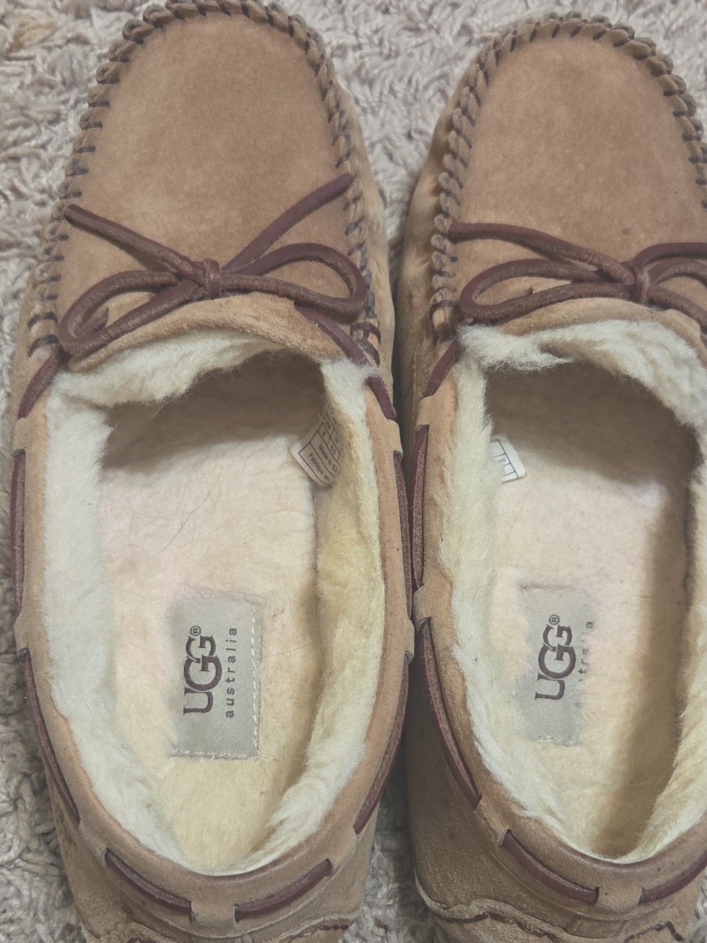 UGG Women's Chestnut Suede Moccasins with Shearling Lining